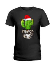 Merry Christmas Yall Cowhide Xmas Cactus Western Noel T-Shirt Ladies T-Shirt tile
