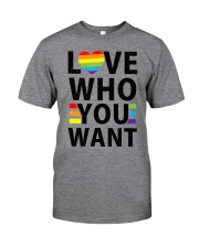 Love Who You Want LGBT-Q Gay Pride Flag Proud Ally Rainbow Classic T-Shirt front