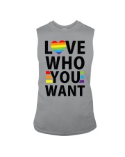 Love Who You Want LGBT-Q Gay Pride Flag Proud Ally Rainbow Sleeveless Tee tile