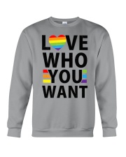 Love Who You Want LGBT-Q Gay Pride Flag Proud Ally Rainbow Crewneck Sweatshirt tile