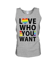 Love Who You Want LGBT-Q Gay Pride Flag Proud Ally Rainbow Unisex Tank tile