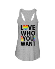 Love Who You Want LGBT-Q Gay Pride Flag Proud Ally Rainbow Ladies Flowy Tank tile