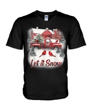 Let it snow Cardinal Bird V-Neck T-Shirt tile