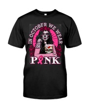 Breast Cancer Awareness Skull Classic T-Shirt front