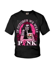 Breast Cancer Awareness Skull Youth T-Shirt tile