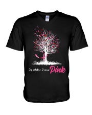 In October We Wear Pink Tree V-Neck T-Shirt tile
