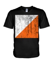 Distressed International Orienteering Flag Logo V-Neck T-Shirt tile