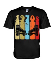 70s Roller Skate Disco Retro V-Neck T-Shirt tile