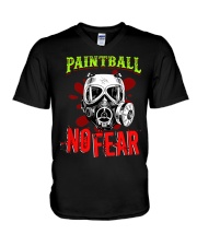 Fear Fearing Mask Playing Paintball V-Neck T-Shirt tile