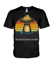 Dogecoin To The Moon UFO V-Neck T-Shirt tile