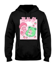 Cute Cottagecore Frog Strawberry Retro 90s Kawaii Aesthetic Hooded Sweatshirt tile