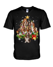Basset Hound Christmas Dog Tree V-Neck T-Shirt tile