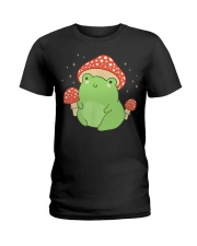Cute Frog Mushroom Hat - Cottagecore Aesthetic Ladies T-Shirt tile