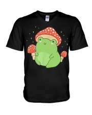 Cute Frog Mushroom Hat - Cottagecore Aesthetic V-Neck T-Shirt tile