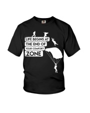 Life Begins End Of Comfort Zone Youth T-Shirt tile