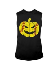 Softball Player Scary Pumpkin Sleeveless Tee tile
