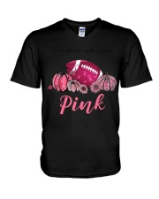 In October We Wear Pink Football V-Neck T-Shirt tile