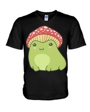 Cute Frog Mushroom Hat - Cottagecore Aesthetic V-Neck T-Shirt tile