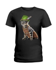 Oktoberfest Cat Bavarian Lederhosen Ladies T-Shirt tile