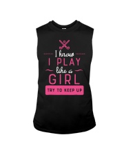 Girl play hockey Sleeveless Tee tile