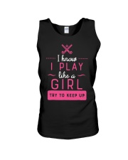 Girl play hockey Unisex Tank tile