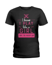 Girl play hockey Ladies T-Shirt tile