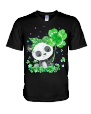 Clover Video Game ControllersPanda Holding Shamrock Stars V-Neck T-Shirt tile