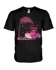 In October We Wear Pink Truck V-Neck T-Shirt tile