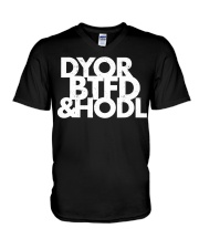 Bitcoin DYOR BTFD and HODL V-Neck T-Shirt tile