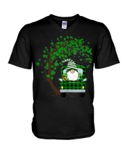 St. Patricks Day Shamrock Gnome Truck V-Neck T-Shirt tile