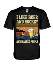 I Like Beer and Hockey V-Neck T-Shirt tile