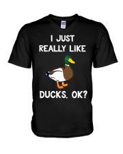Just Really Like Ducks OK V-Neck T-Shirt tile