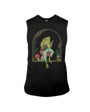 Cottagecore Aesthetic Frog Playing Banjo on Mushroom Sleeveless Tee tile