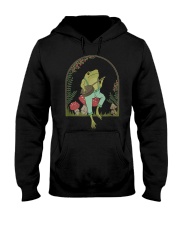Cottagecore Aesthetic Frog Playing Banjo on Mushroom Hooded Sweatshirt tile