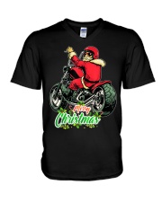 christmas design Santa Riding a Motorcycle V-Neck T-Shirt tile
