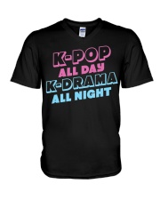 K-Pop All Day K-Drama All Night V-Neck T-Shirt tile