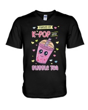 K Pop and Bubble Tea V-Neck T-Shirt tile