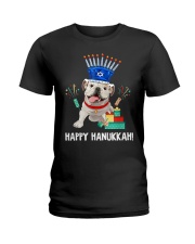 Bulldog Menorah Hat Ladies T-Shirt tile