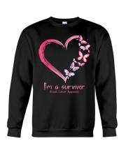 Pink Butterfly Heart I'm A Survivor Crewneck Sweatshirt tile