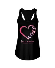 Pink Butterfly Heart I'm A Survivor Ladies Flowy Tank tile
