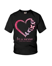 Pink Butterfly Heart I'm A Survivor Youth T-Shirt tile