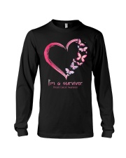 Pink Butterfly Heart I'm A Survivor Long Sleeve Tee tile