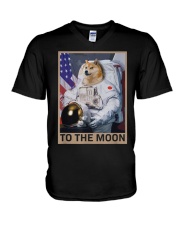 Dogecoin Astronaut To the Moon V-Neck T-Shirt tile