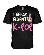 I Speak Fluent K-Pop V-Neck T-Shirt tile