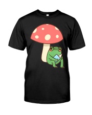 Frog Reading Book Mushroom Classic T-Shirt front