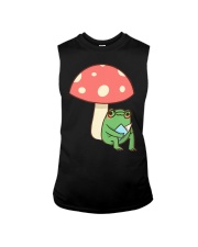 Frog Reading Book Mushroom Sleeveless Tee tile