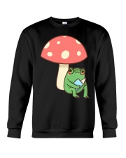 Frog Reading Book Mushroom Crewneck Sweatshirt tile