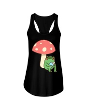 Frog Reading Book Mushroom Ladies Flowy Tank tile