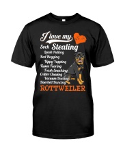 Leash Pulling Rottweiler Classic T-Shirt front