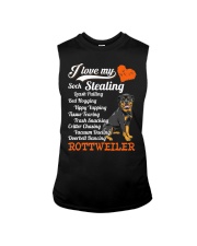 Leash Pulling Rottweiler Sleeveless Tee tile